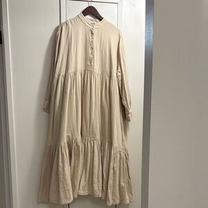Women’s black crane brand maxi thick cotton button up dress